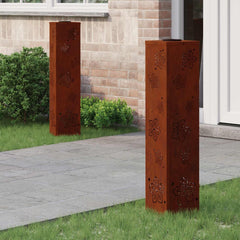 Solar LED Pathway Light 2 pcs Warm White 18 x 18 x 80 cm Five-petal Blossom Weathering steel