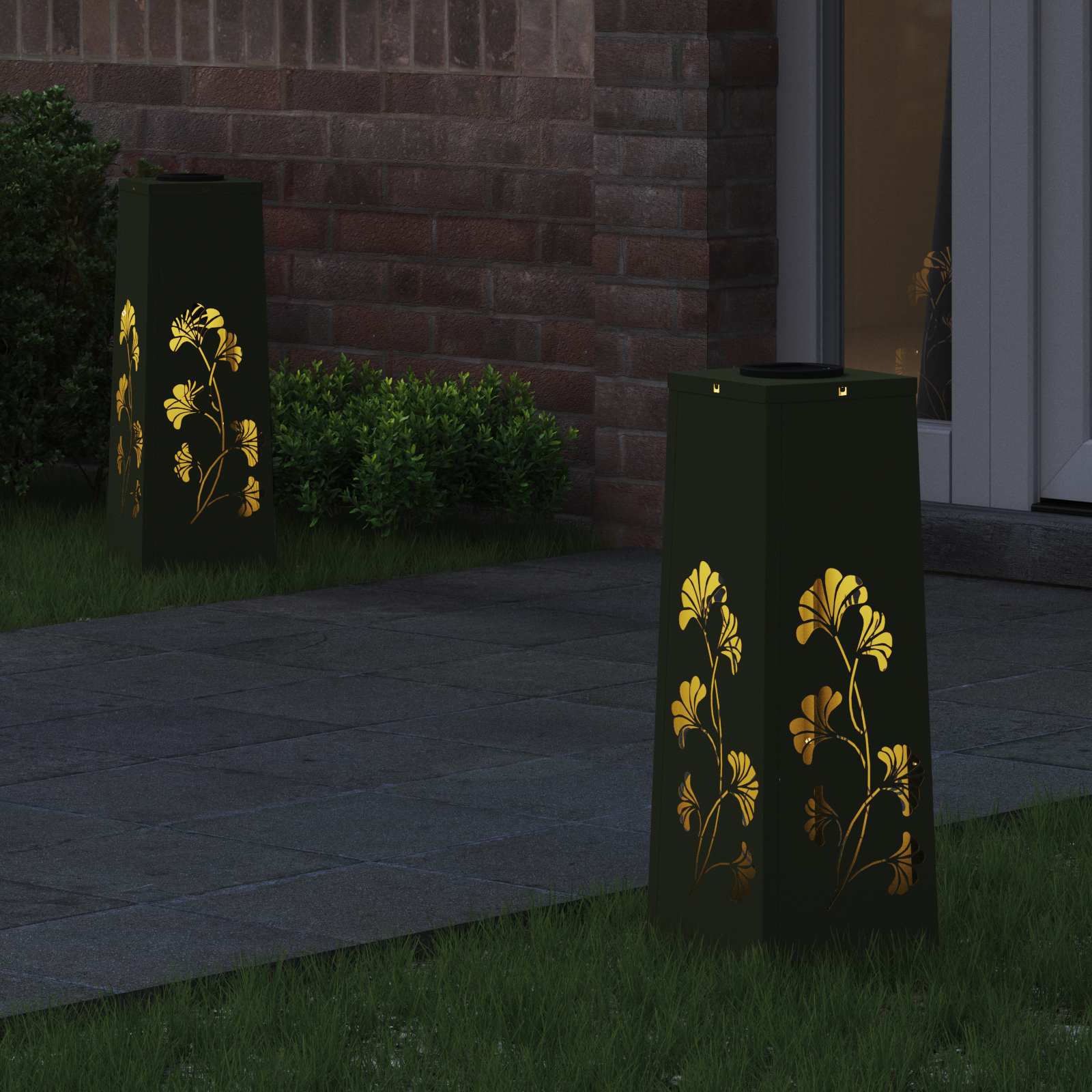 vidaXL Solar LED Pathway Light 2 pcs Warm White 18 x 18 x 50 cm 3