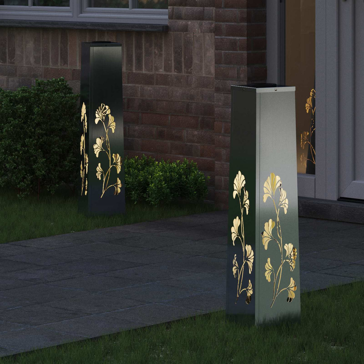 Solar LED Pathway Light 2 pcs Warm White 18 x 18 x 80 cm Branch pattern Galvanized steel
