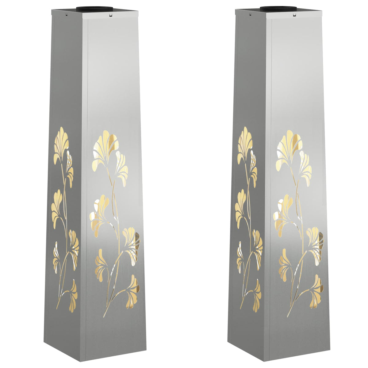 Solar LED Pathway Light 2 pcs Warm White 18 x 18 x 80 cm Branch pattern Galvanized steel