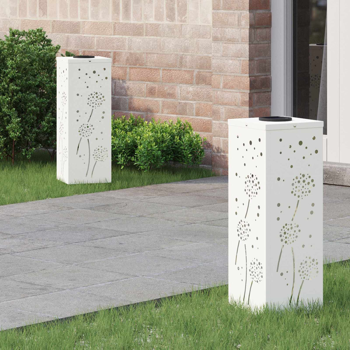 vidaXL Solar LED Pathway Light 2 pcs Warm White 18 x 18 x 50 cm Dandelion Pattern