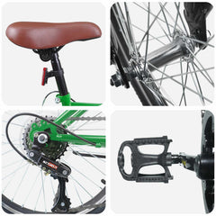 Kids Bike 6-Speed for 6-11 Years Old Green 24 inches