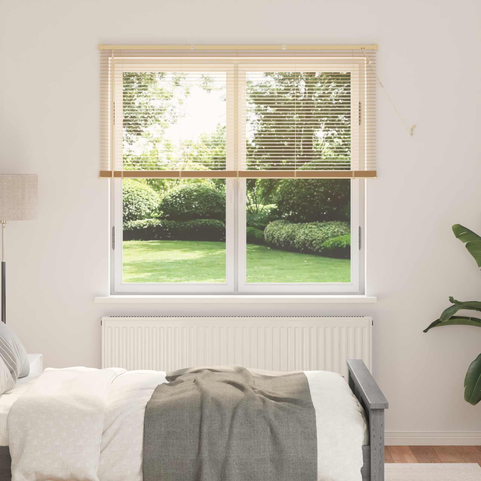 vidaXL Venetian Blind Light Brown with Pattern 150 x 150 cm 25 mm PVC 1