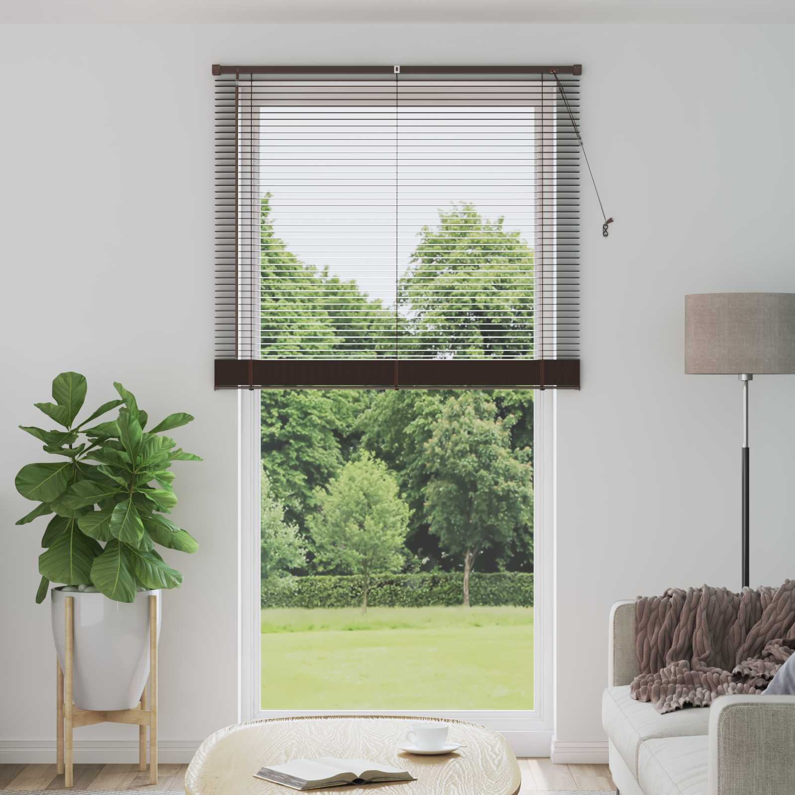 vidaXL Venetian Blind Dark Brown with Pattern 213 x 110 cm 25 mm PVC 1