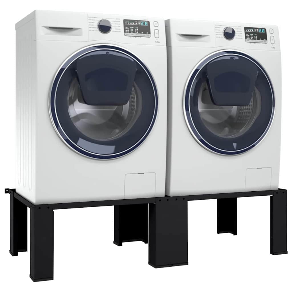 vidaXL Washing Machine Pedestal 2 pcs Black 127 x 54.5 x 32.5 cm Steel 2