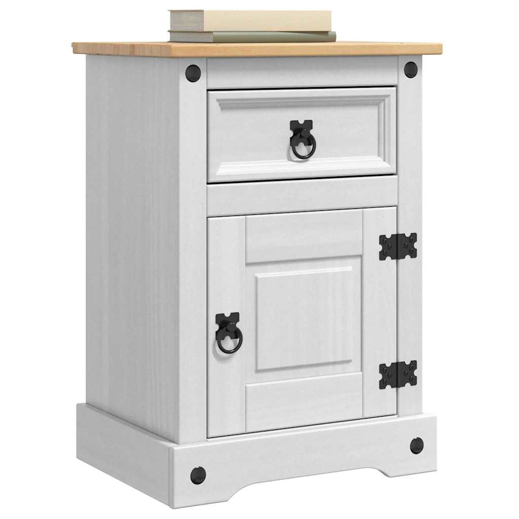 vidaXL Bedside Table Corona White 45 x 35 x 64 cm Solid Pine Wood 3