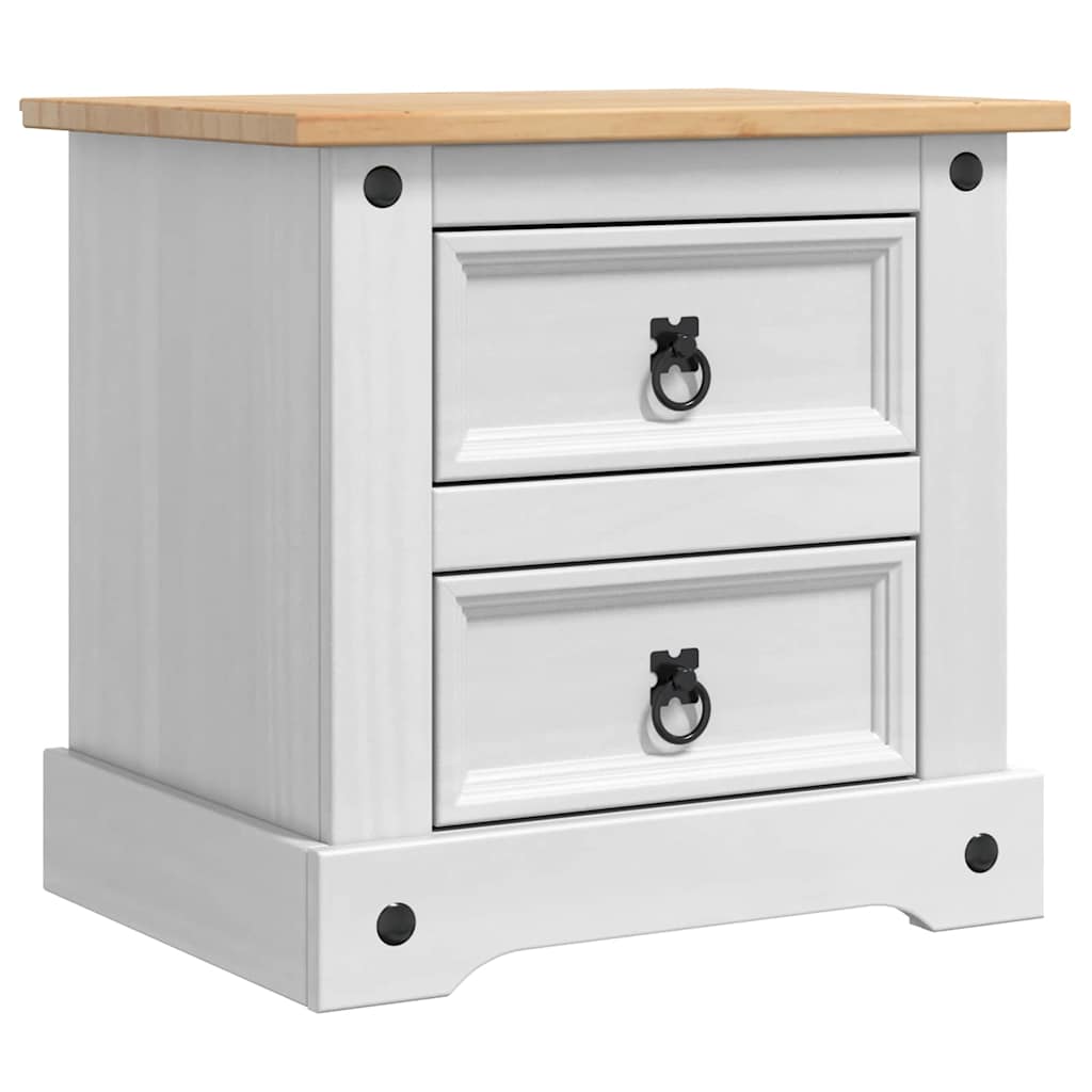 vidaXL Bedside Table Corona White 53 x 39 x 47 cm Solid Pine Wood 2