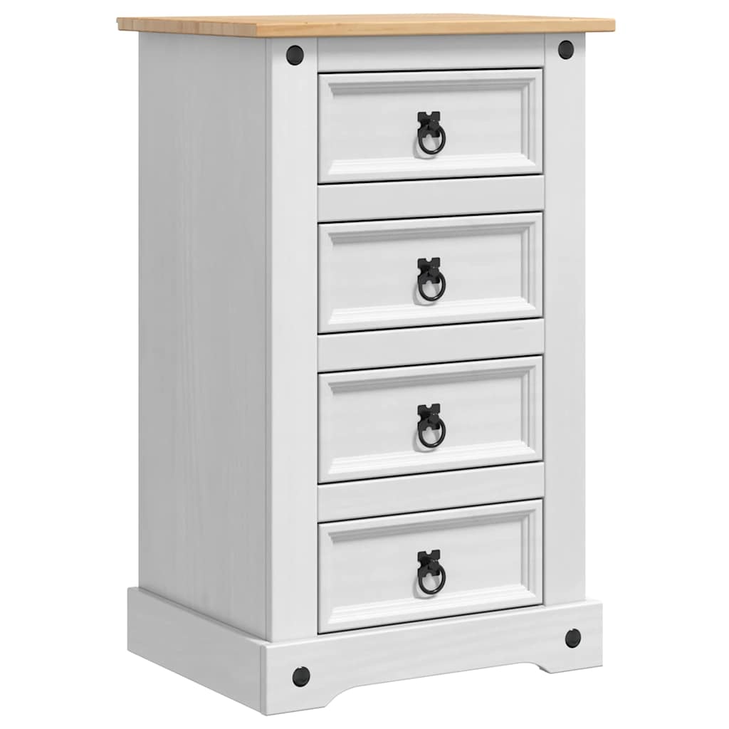 vidaXL Bedside Table Corona White 53 x 39 x 84 cm Solid Pine Wood 2