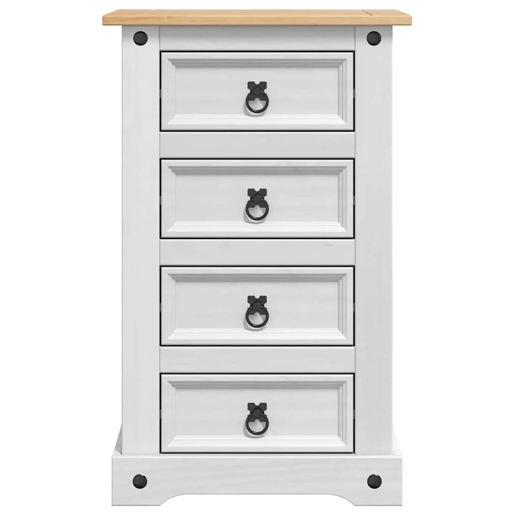 vidaXL Bedside Table Corona White 53 x 39 x 84 cm Solid Pine Wood 6