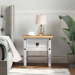 vidaXL End Table CORONA White 50 x 50 x50 cm Solid Pine Wood 1