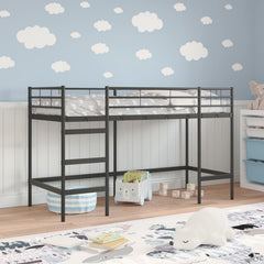 Kids' Loft Bed Frame Steel Black 75 cm 190 cm