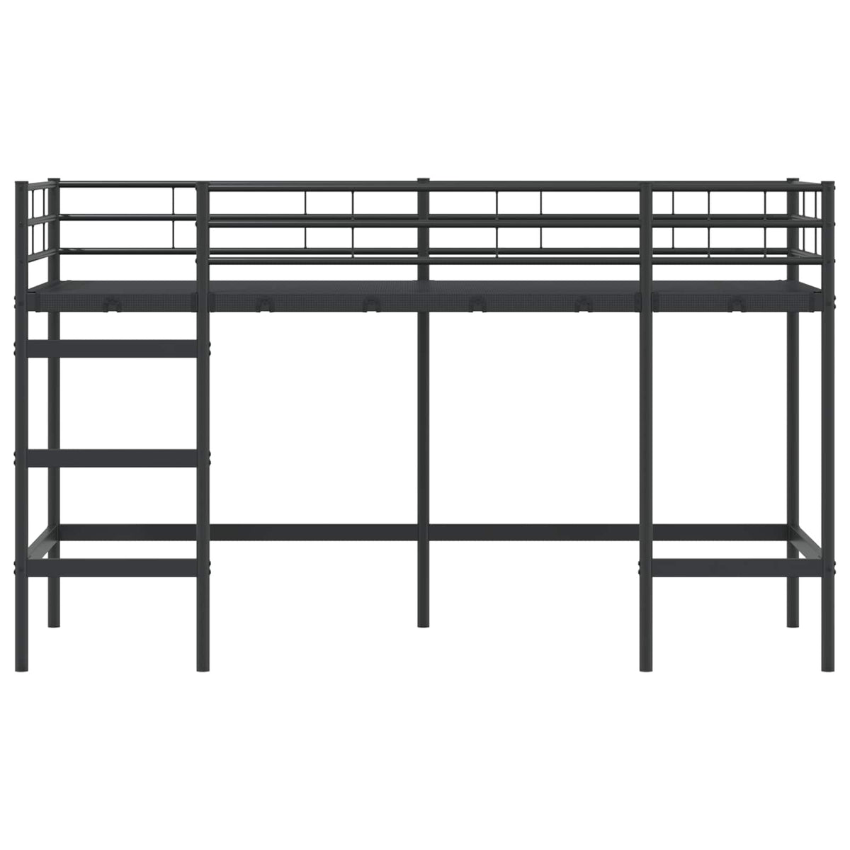 Kids' Loft Bed Frame Steel Black 75 cm 190 cm