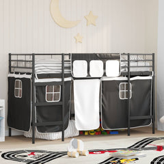 Kids Bunk Bed Frame Curtains Length Black