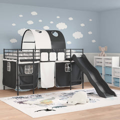 Kids' Bunk Bed Frame with Curtains Length 200 cm Black 80 cm