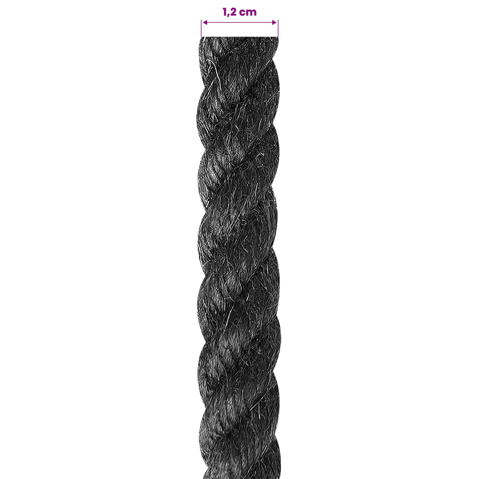 vidaXL Jute Rope 12 mm Black 100% Tossa jute 6