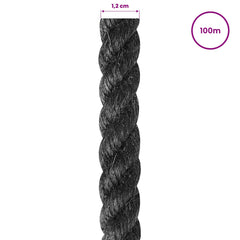 vidaXL Jute Rope 12 mm Black 100% Tossa jute 5