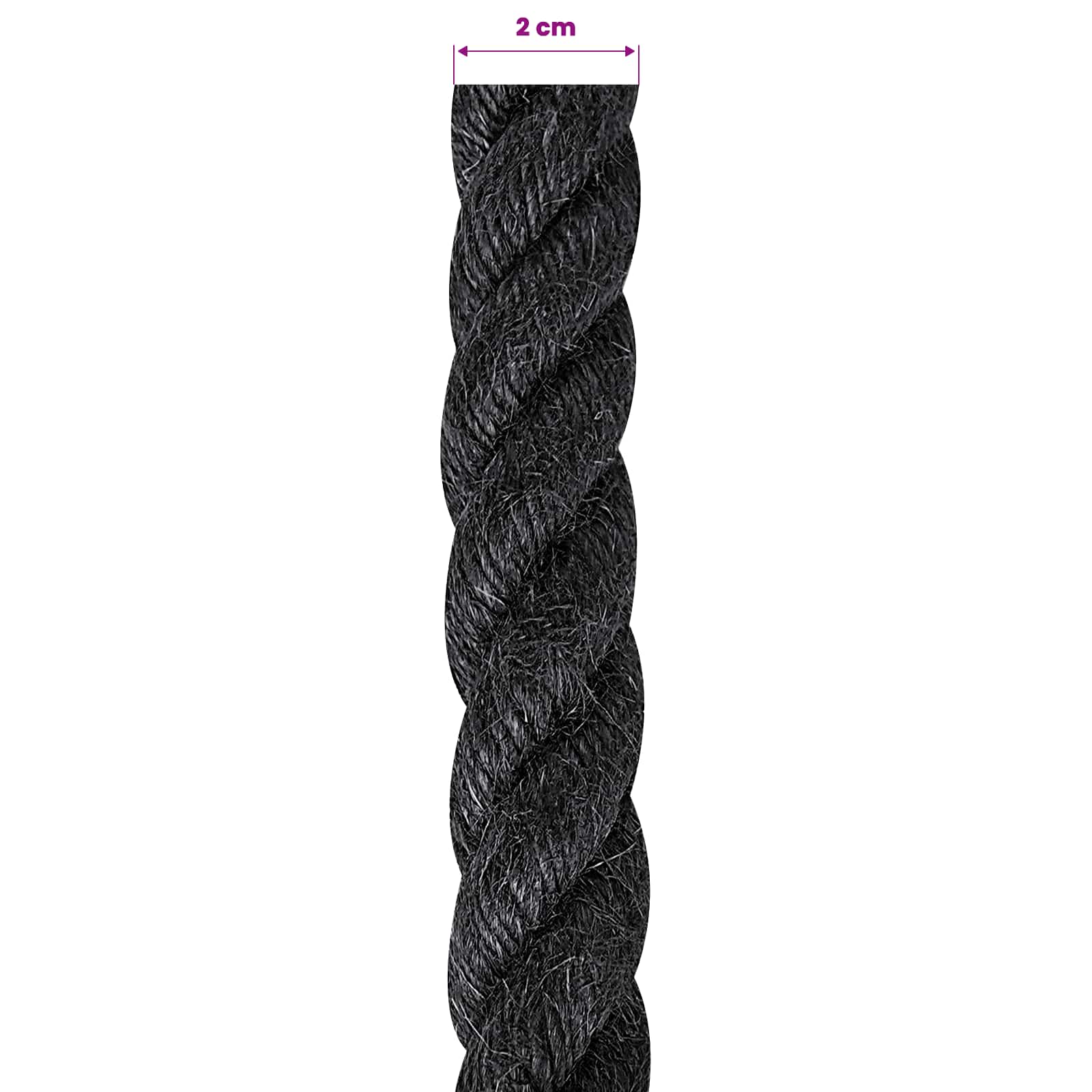 vidaXL Jute Rope 20 mm Black 100% Tossa jute 6