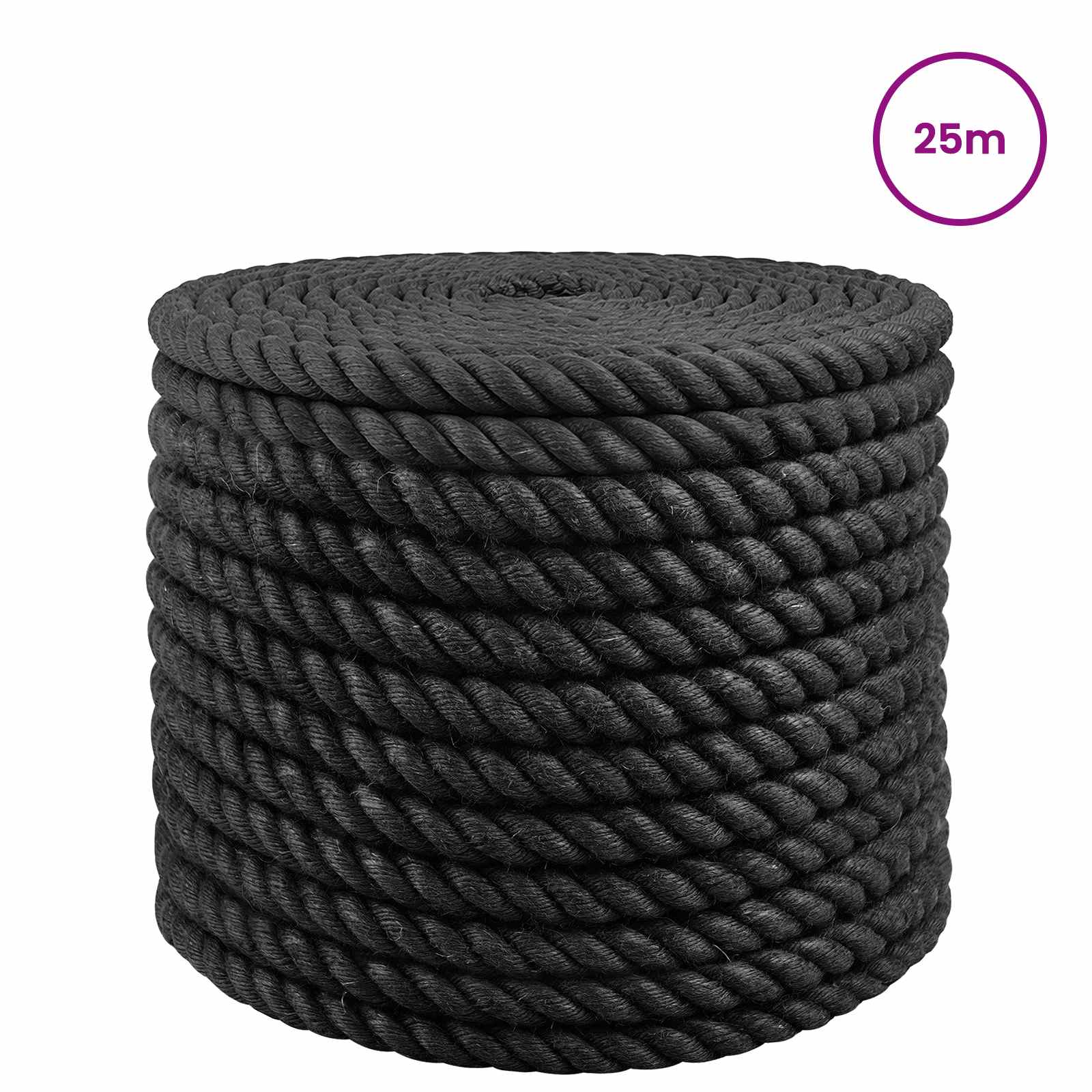 vidaXL Jute Rope 20 mm Black 100% Tossa jute 3
