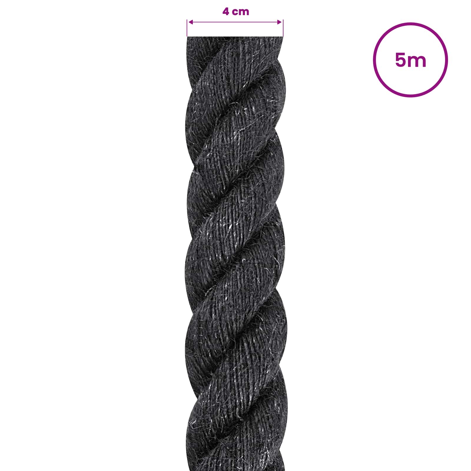vidaXL Jute Rope 40 mm Black 100% Tossa jute 5