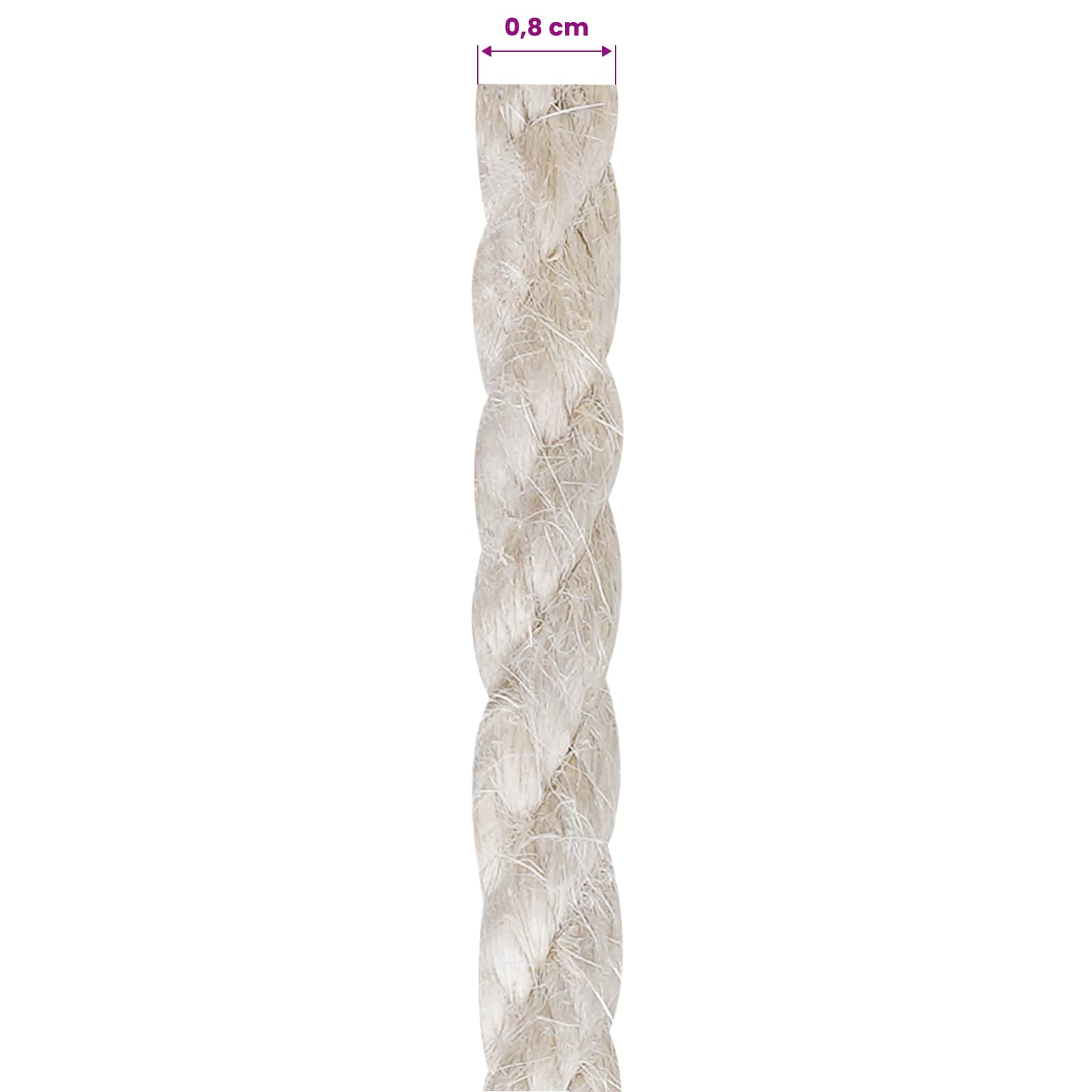 vidaXL Jute Rope 8 mm White 100% Tossa jute 6