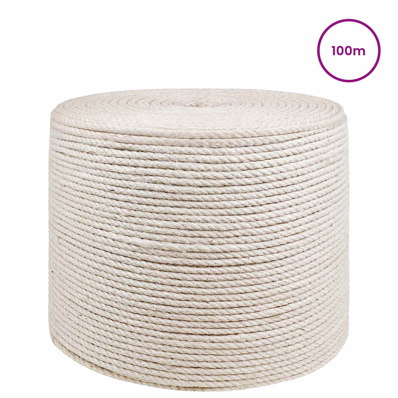 vidaXL Jute Rope 8 mm White 100% Tossa jute 3