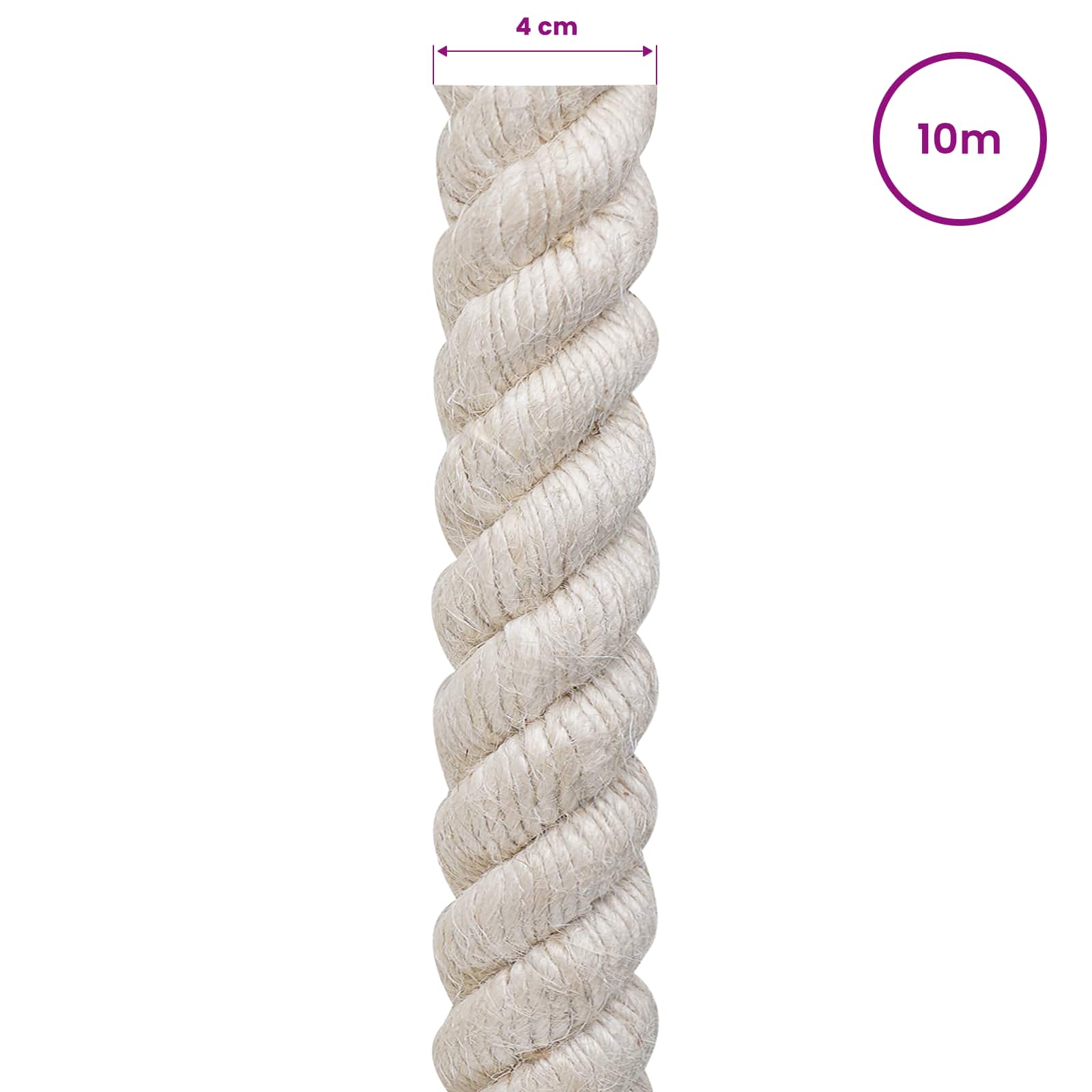 vidaXL Jute Rope 40 mm White 100% Tossa jute 5