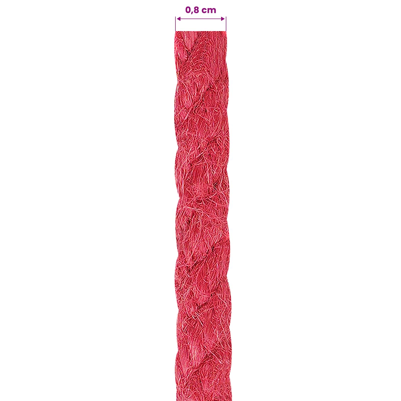 vidaXL Jute Rope 8 mm Red 100% Tossa jute 6