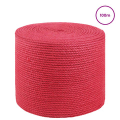 vidaXL Jute Rope 8 mm Red 100% Tossa jute 3