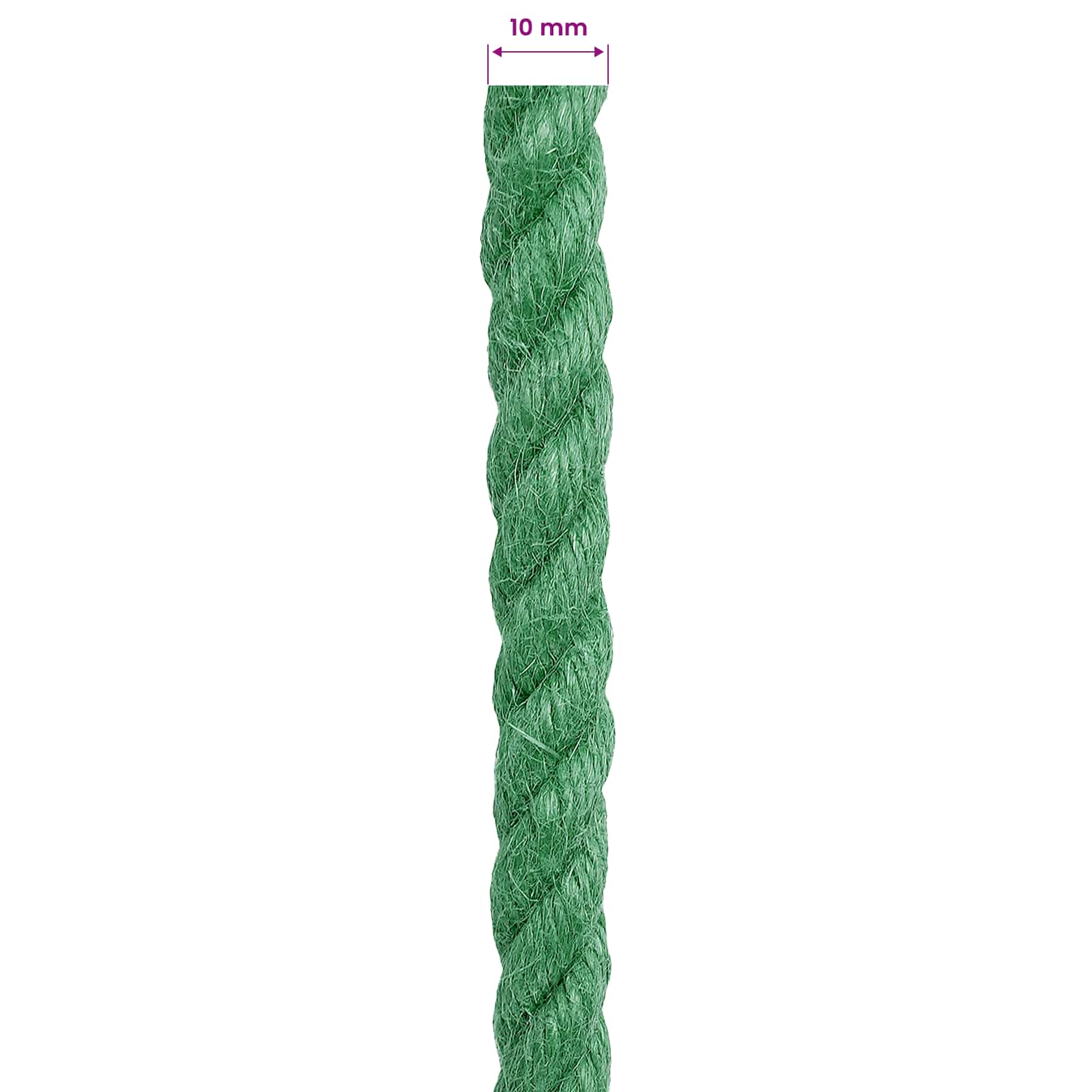 vidaXL Jute Rope 10 mm Green 100% Tossa jute 6
