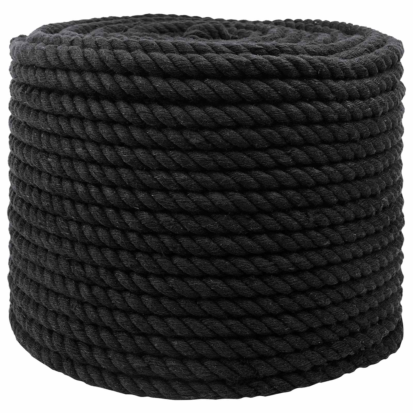 vidaXL Cotton Rope 10 mm 50 m Black 100% Cotton 2