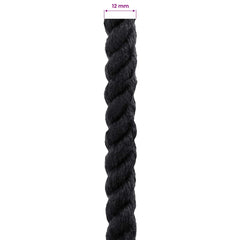 vidaXL Cotton Rope 12 mm 50 m Black 100% Cotton 6