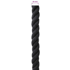 vidaXL Cotton Rope 16 mm 50 m Black 100% Cotton 6