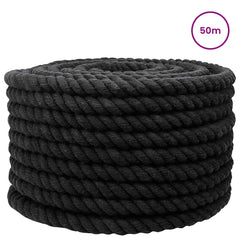 vidaXL Cotton Rope 16 mm 50 m Black 100% Cotton 3