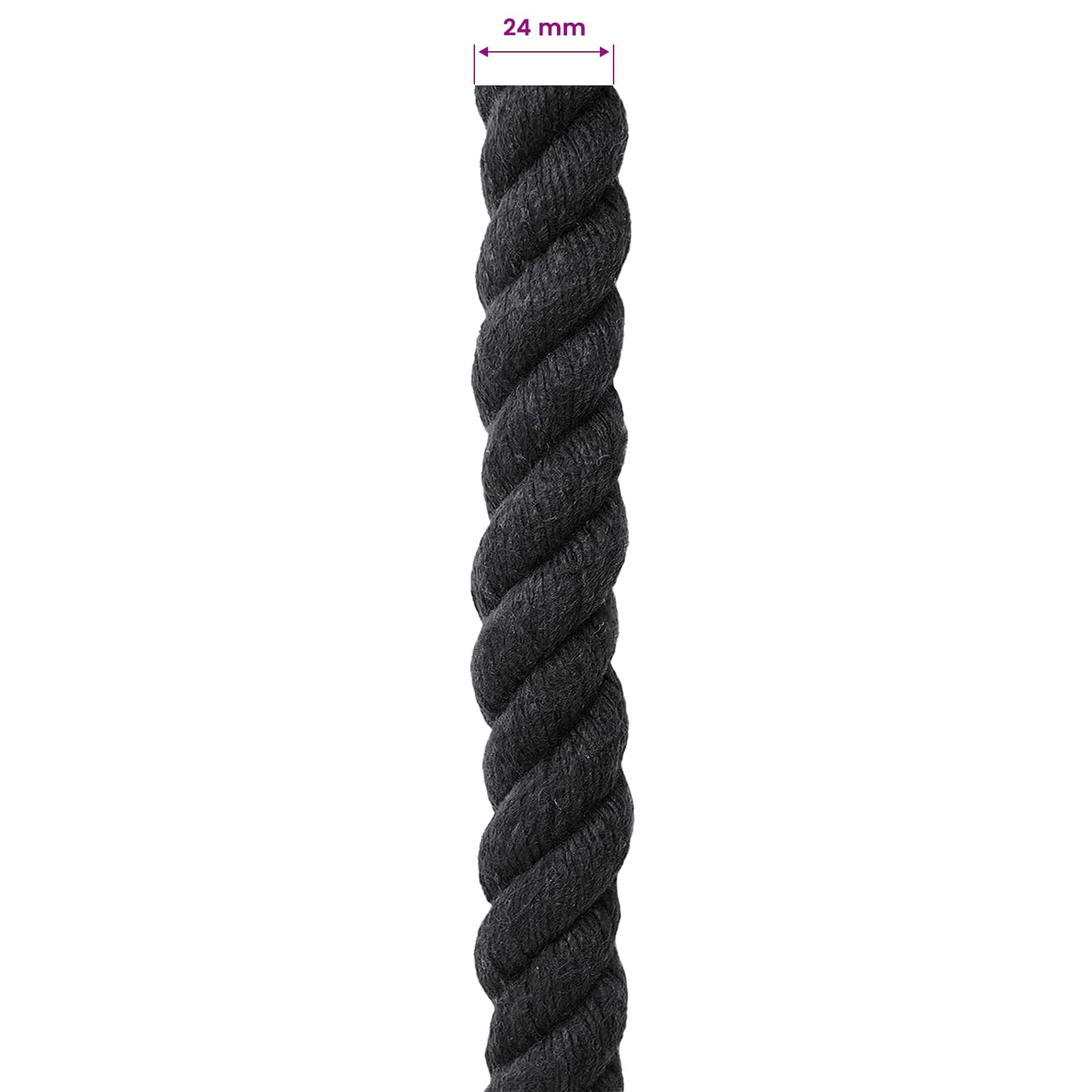 vidaXL Cotton Rope 24 mm 25 m Black 100% Cotton 6