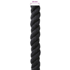vidaXL Cotton Rope 24 mm 25 m Black 100% Cotton 6