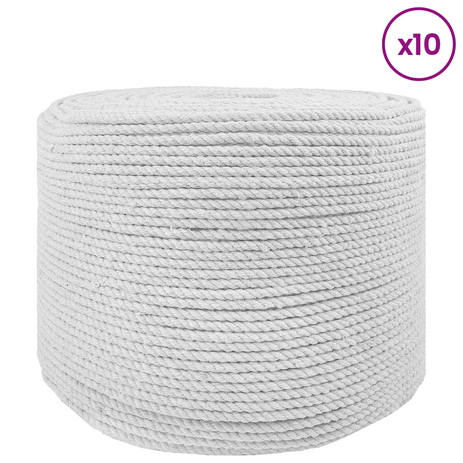 vidaXL Cotton Twine 10 pcs 2 mm 100 m White 100% Cotton 3
