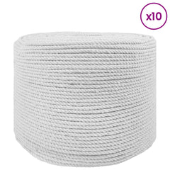 vidaXL Cotton Twine 10 pcs 2 mm 100 m White 100% Cotton 3