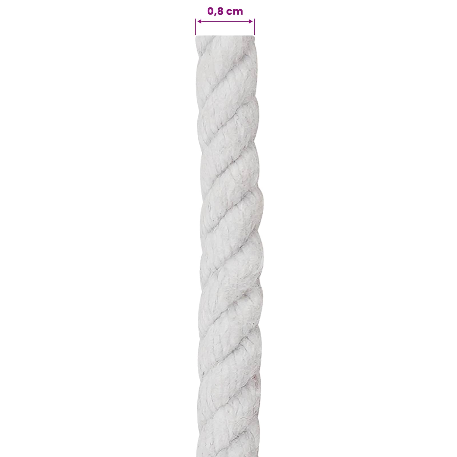 vidaXL Cotton Rope 8 mm 100 m White 100% Cotton 6