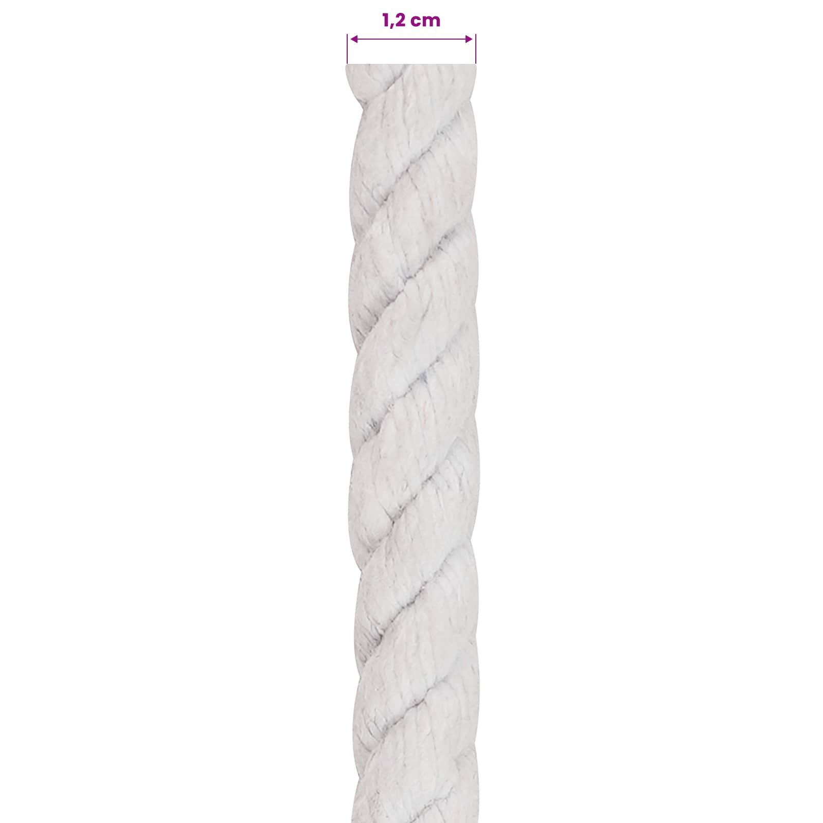 vidaXL Cotton Rope 12 mm 50 m White 100% Cotton 6