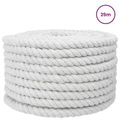 vidaXL Cotton Rope 24 mm 25 m White 100% Cotton 3