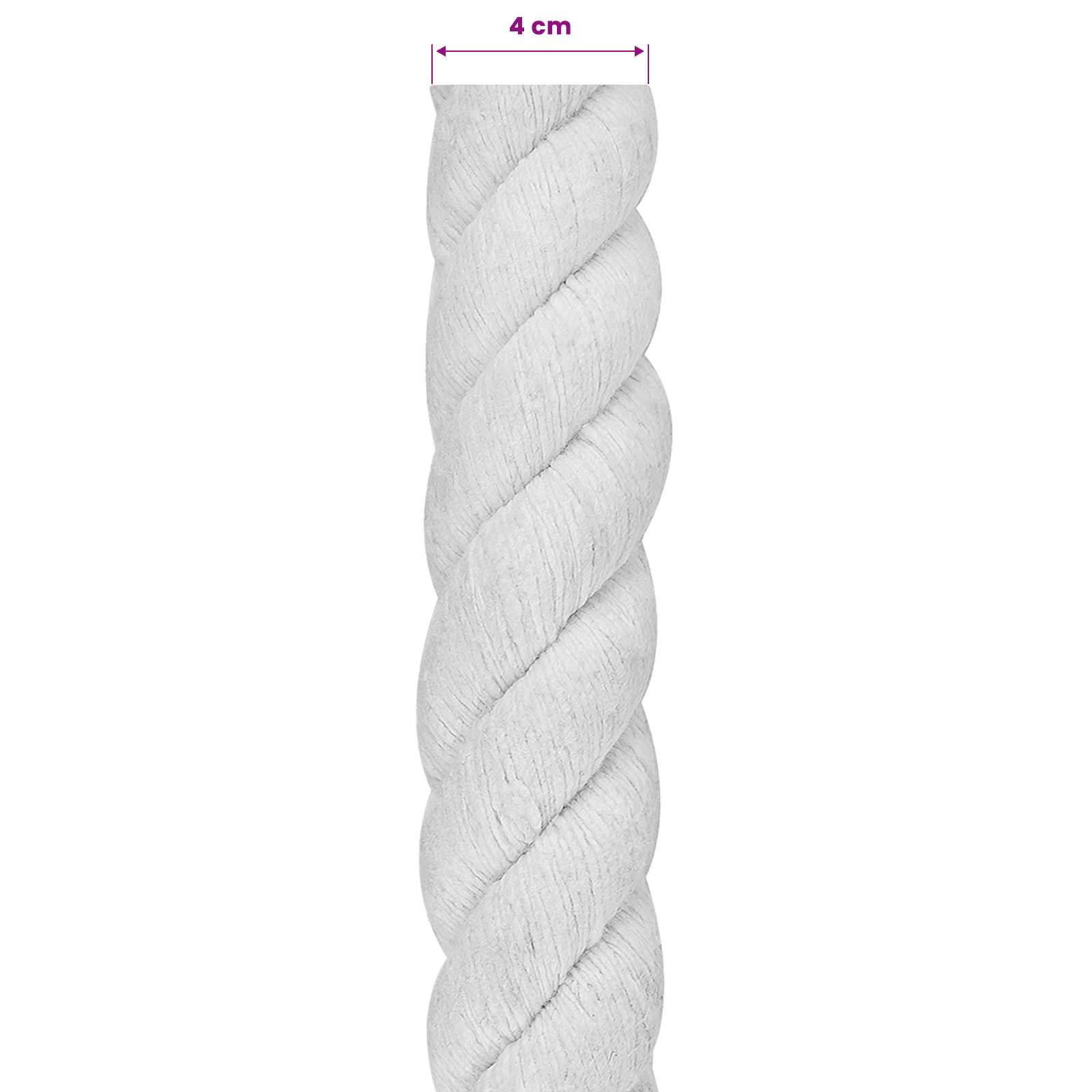 vidaXL Cotton Rope 40 mm 5 m White 100% Cotton 6