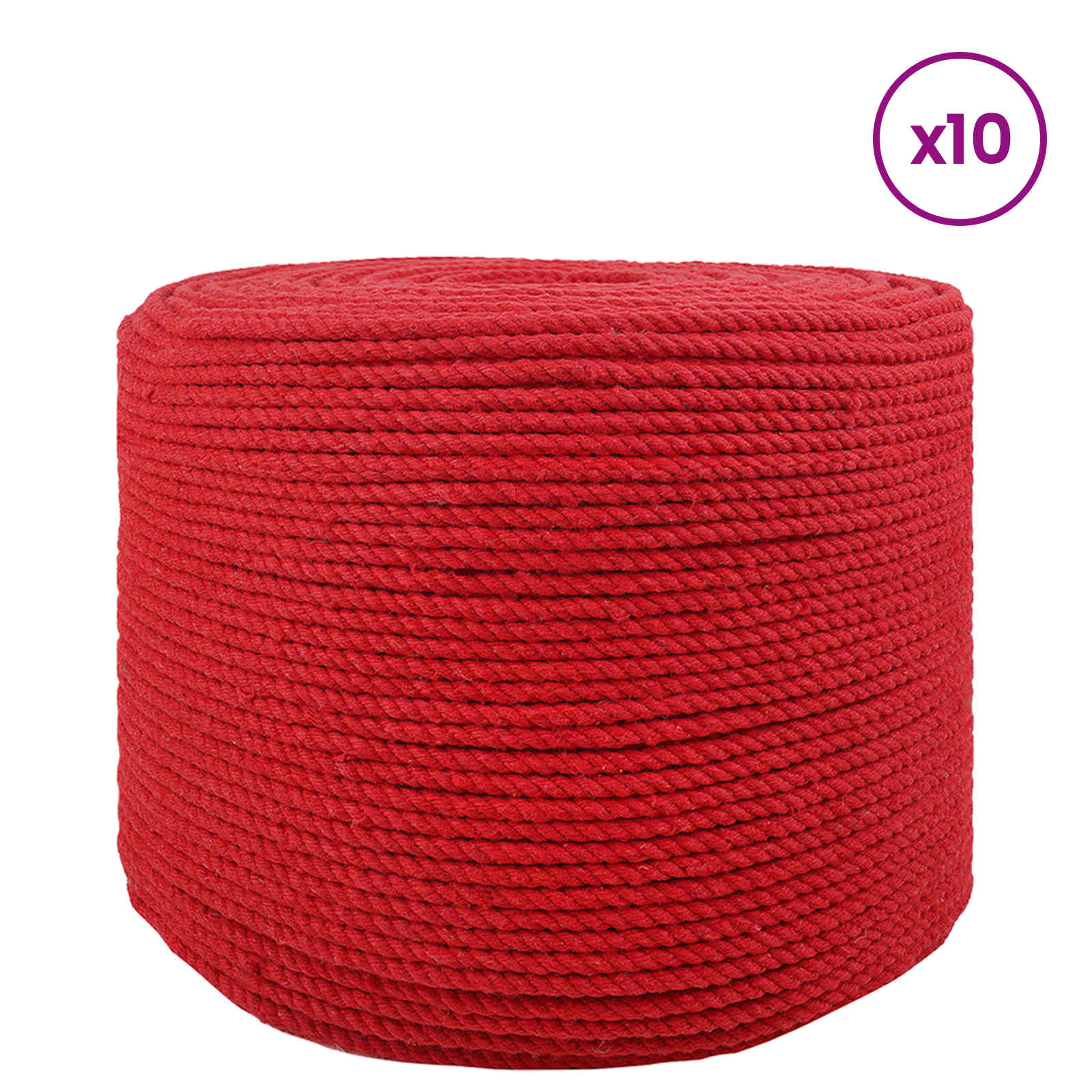 vidaXL Cotton Twine 10 pcs 2 mm 100 m Red 100% Cotton 4