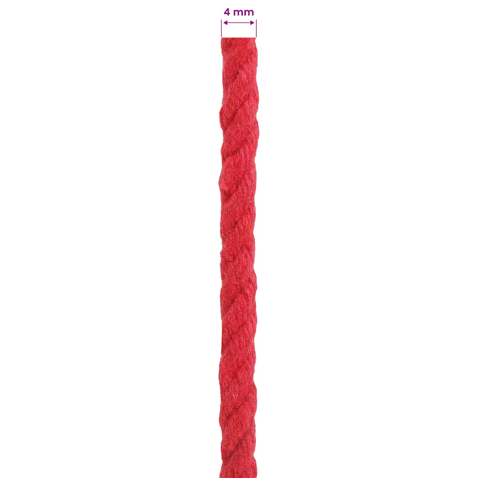 vidaXL Cotton Twine 4 mm 250 m Red 100% Cotton 6