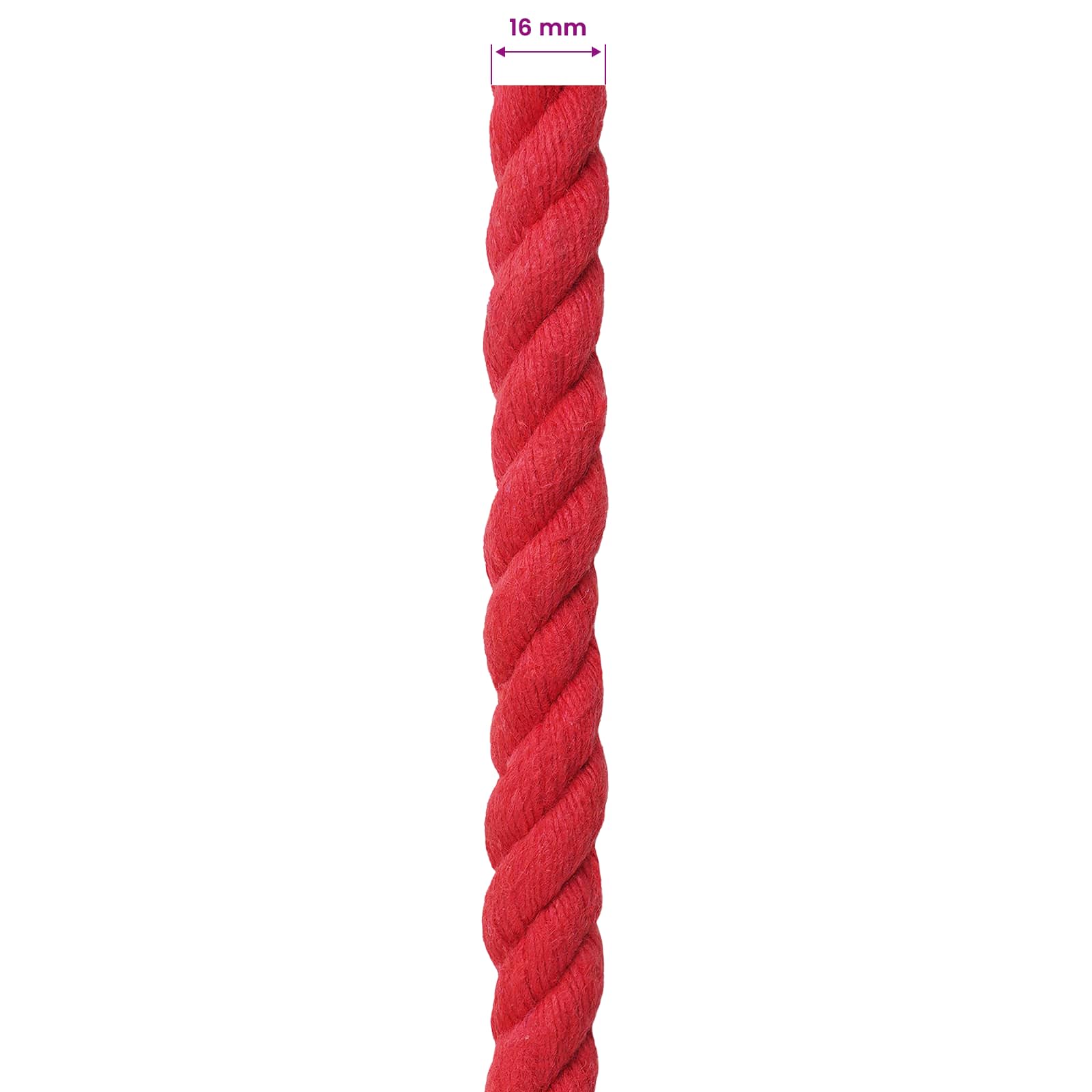 vidaXL Cotton Rope 16 mm 50 m Red 100% Cotton 6