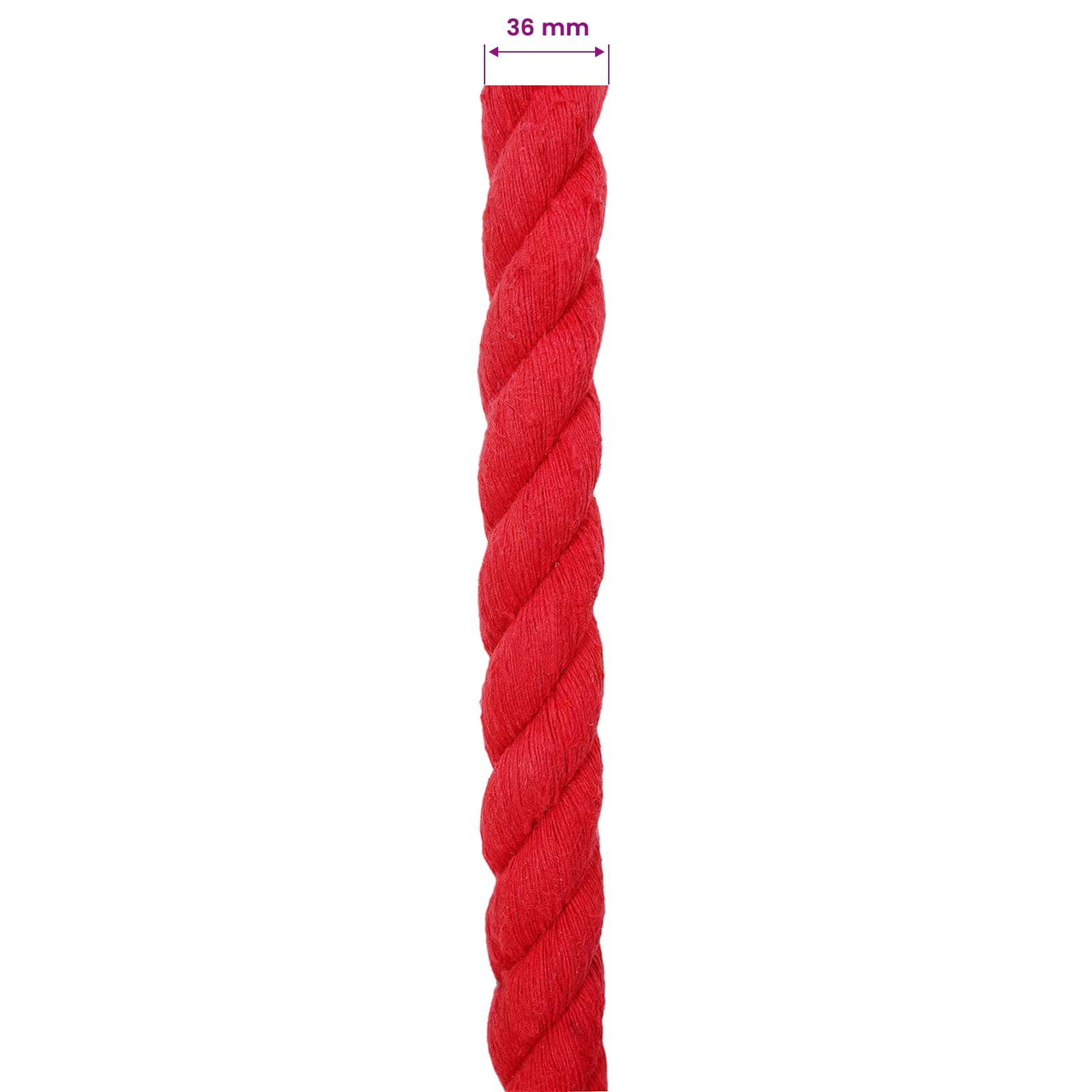 vidaXL Cotton Rope 36 mm 5 m Red 100% Cotton 6