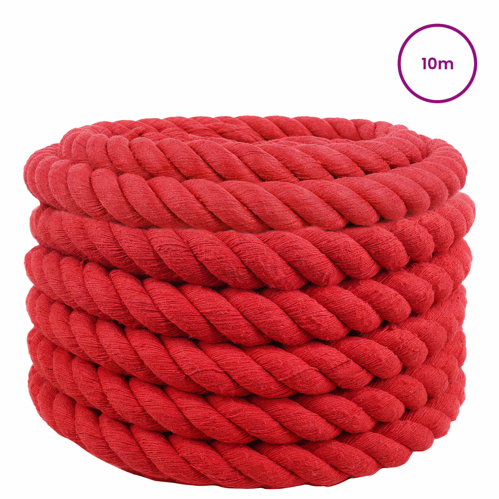 vidaXL Cotton Rope 36 mm 10 m Red 100% Cotton 3