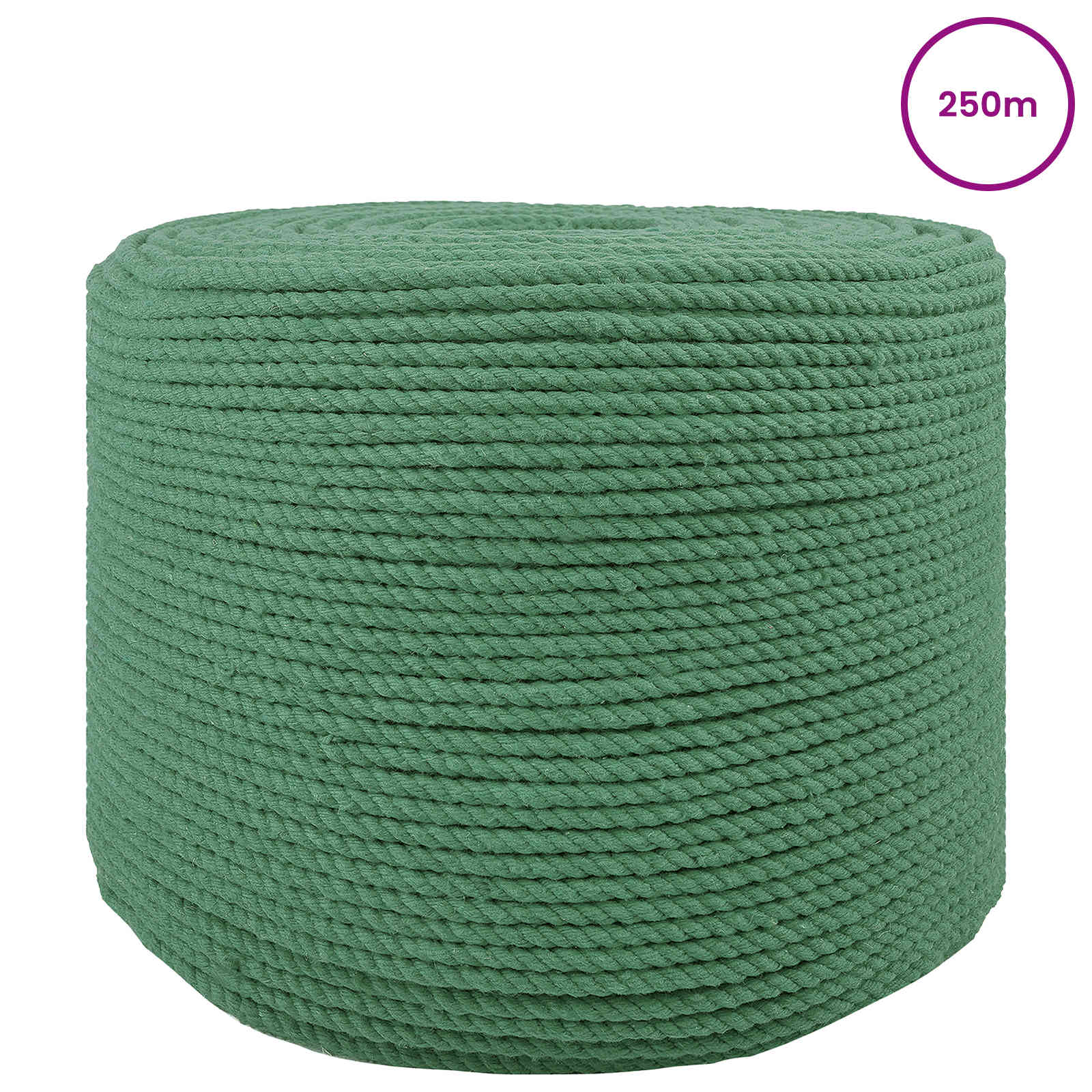 vidaXL Cotton Twine 4 mm 250 m Green 100% Cotton 3