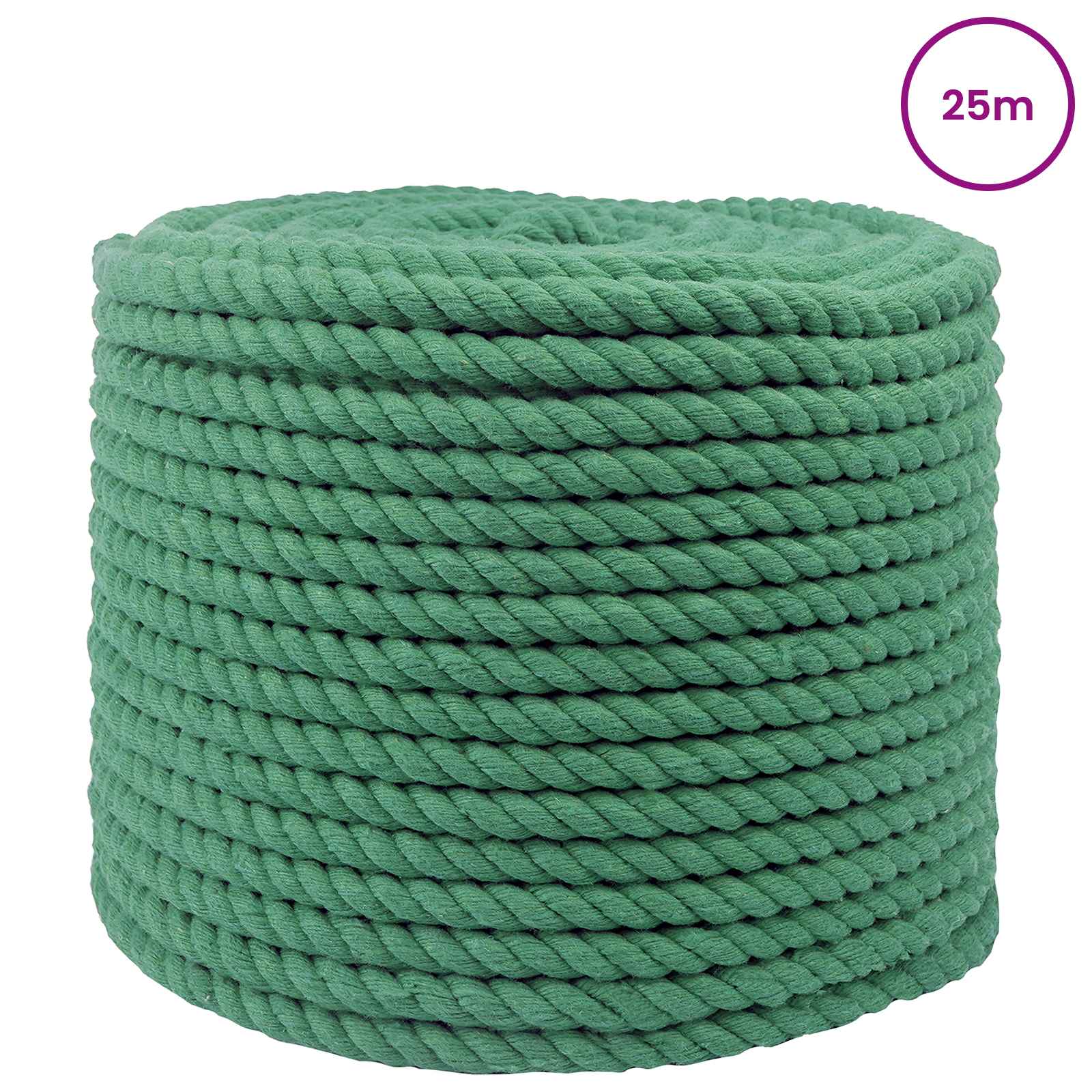 vidaXL Cotton Rope 12 mm 25 m Green 100% Cotton 3