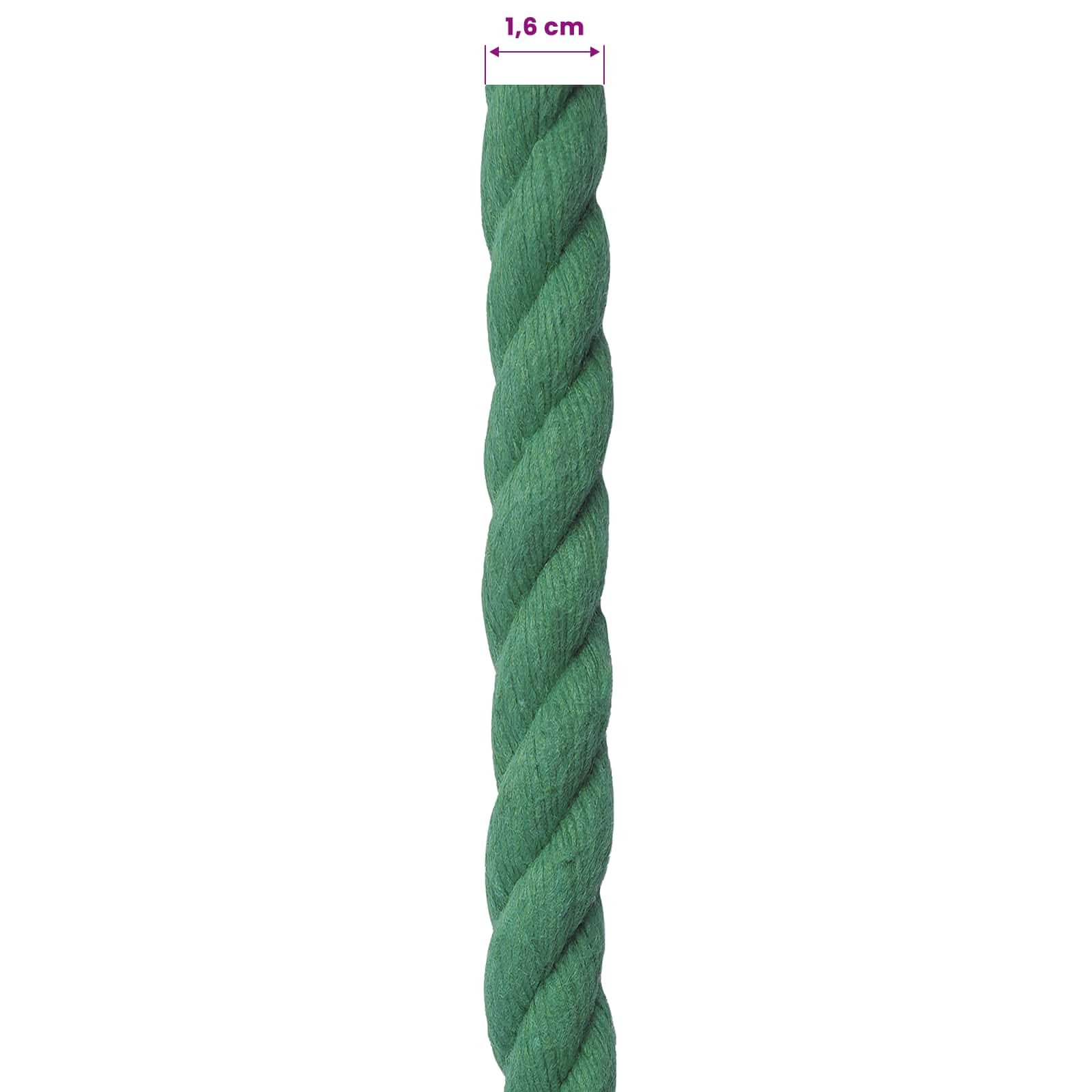 vidaXL Cotton Rope 16 mm 25 m Green 100% Cotton 6