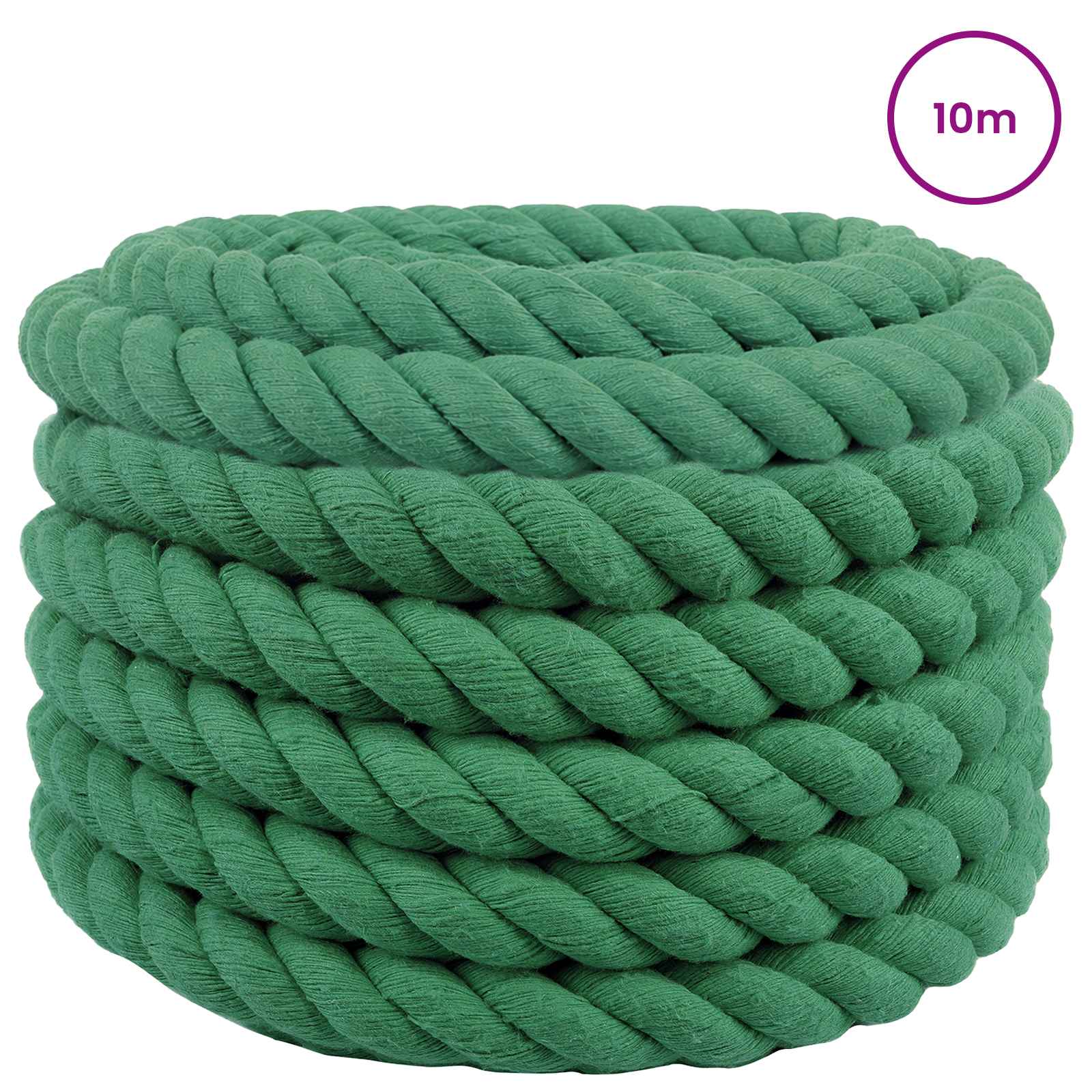vidaXL Cotton Rope 36 mm 10 m Green 100% Cotton 3